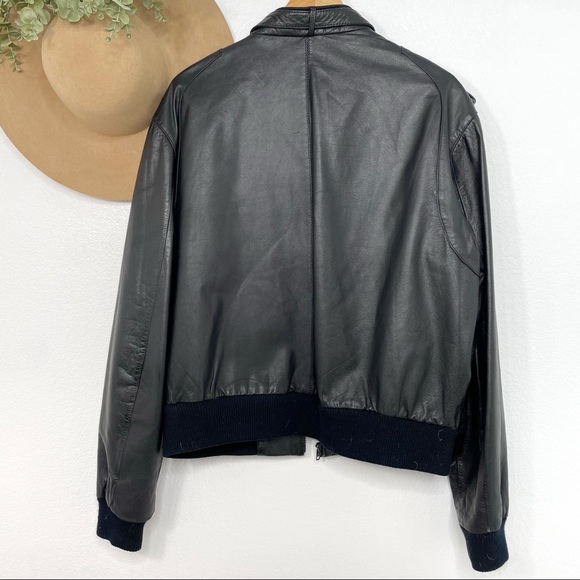 MEMBERS ONLY• black leather bomber jacket - Picture 5 of 5